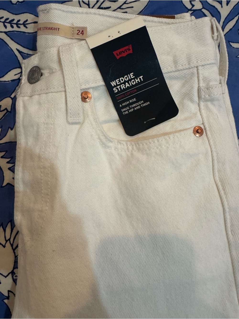 Levi's White High-Rise Straight Jeans